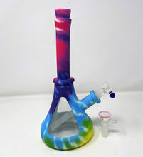 Tie Dye Silicone & Glass 10" Beaker Hybrid Bong 2 - Bowls