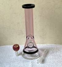10" Black & Pink Thick Glass Beaker Bong - Lady Executive