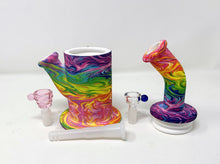 8" Detachable Silicone Best Water Bong Multi Swirl Color Design 2 - 14mm Bowl