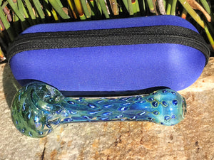 Best 5" Thick Glass Handmade Spoon Pipe with Zipper Padded Hard Case