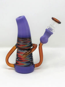 6" Collectible & Unique Mini Recycler Rig in Thick Glass with 14mm Slide Bowl - Lavender & Pattern