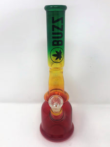 The Best 10" Zong Glass Bong w/Slide Stem & Attached Bowl - Rasta Flavors