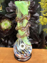 Unique 11" Thick Soft Glass Water Bong Glass w/2 - 14mm Bowls includinf Pop Top Container & Hemp Wick