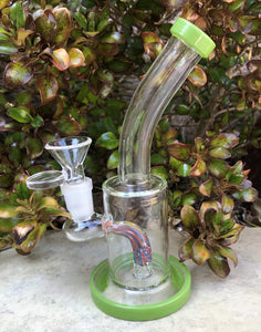New! 6" Water Rig with Colored Shower Perc 14mm Herb Bowl - Cool Lime