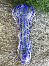 Best 3.5" Glass Hand Pipe Blue Swirl Glass Swirl on Handle Zipper Padded Pouch - Volo Smoke and Vape