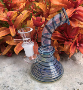 Mini 5" Fumed Glass, Bent Neck, Water Rig w/14mm Male Herb Bowl - On the Go!