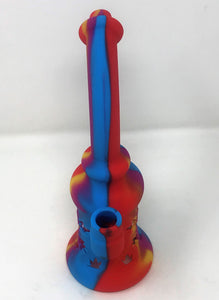 8" Silicone And Glass Rig Multi Colored 14mm Male Slide Herb bowl