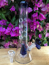 New! 10" Beaker Style Base Glass Bong with Perc. 8 Ice Catchers & 2- 14mm Male Slide Bowls - Midnight Persuasion