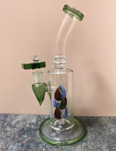 Beautiful Glass Colored Leaves inside 9.5" Thick Glass Rig 14mm Bowl Leaf - Green