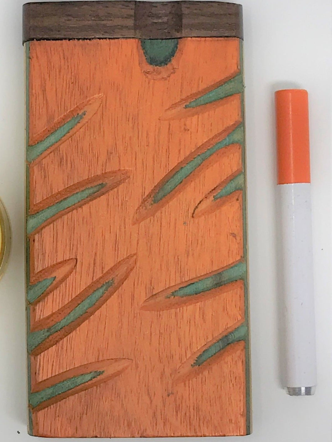 Carved Wood Dugout with metal bat (Orange and Green) - Volo Smoke and Vape