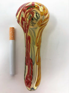 THICK Handmade Glass Tobacco Hand Rig 5" rasta colors - Volo Smoke and Vape